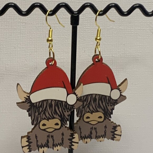 Bull Earring, Santa Earring, Christmas Earring, Cow Earring, Gift Idea, Holiday - Picture 4 of 4